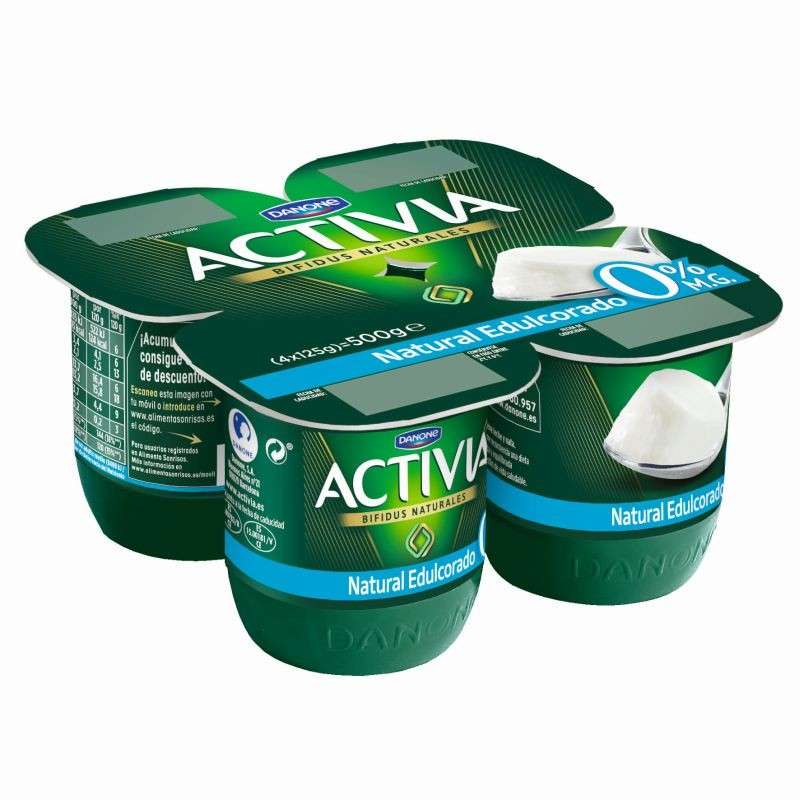 Yogur natural 0% edulcorado activia p-4x120g