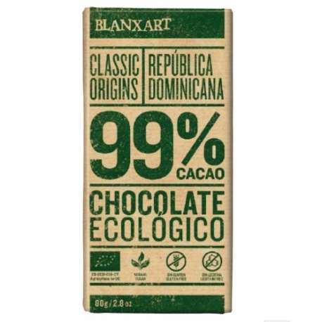 CHOCOLATE 99% ECO ORIGEN REPUBLICA DOMINICANA BLANXART 80 G