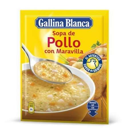 SOPA DE POLLO CON MARAVILLA GALLINA BLANCA 85 G SOPA DE POLLO CON MARAVILLA GALLINA BLANCA 85 G