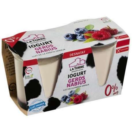 YOGUR 0% FRAMBUESA Y ARANDANOS LA TORRE 2 UNIDADES YOGUR 0% FRAMBUESA Y ARANDANOS LA TORRE 2 UNIDADES