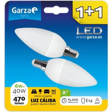 BOMBETA LED ESPELMA 6W E14 470LM LLUM CALIDA GARZA(1+1)
