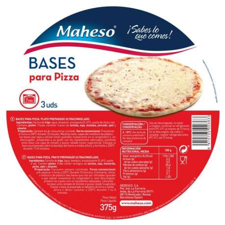 BASES PIZZA 3 UNI MAHESO 375G