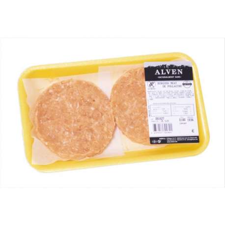 HAMBURGUESA DE POLLO ( BURGUER MEAT ) BANDEJA DE 2 UNI ALVEN