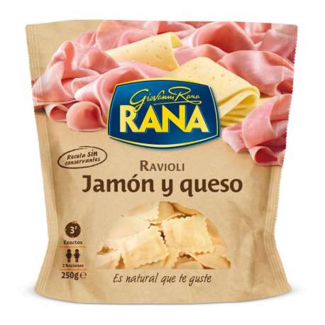 PASTA RAVIOLI JAMON Y QUESO RANA 250