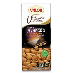 CHOCOLATE NEGRO 70% CON ALMENDRAS SIN AZUCAR VALOR 150 G