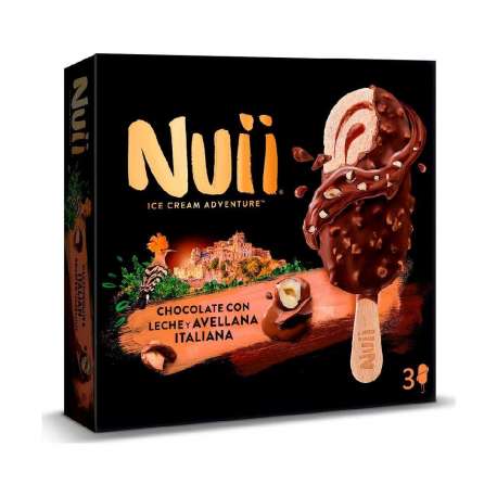 HELADO NUII CHOCOLATE CON LECHE Y AVELLANA ITALIANA 3X90ML