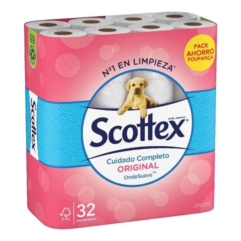 SCOTTEX Papel higiénico de 32 unidades.