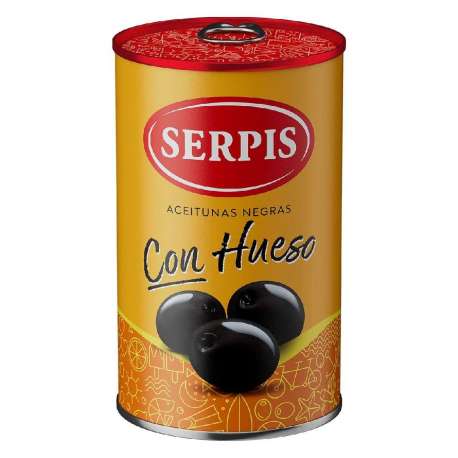 ACEITUNAS NEGRAS CON HUESO SERPIS 185G ACEITUNAS NEGRAS CON HUESO SERPIS 185G