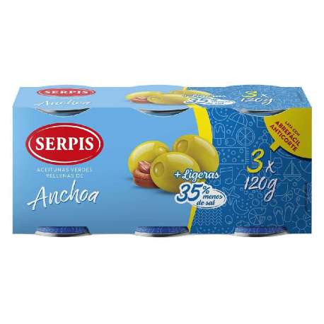 OLIVES FARCIDES D'ANXOVA SERPIS 3 UNITATS DE 50G OLIVES FARCIDES D'ANXOVA SERPIS 3 UNITATS DE 50G