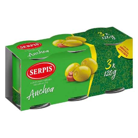 OLIVES FARCIDES D'ANXOVA SERPIS 3 UNITATS DE 50G OLIVES FARCIDES D'ANXOVA SERPIS 3 UNITATS DE 50G
