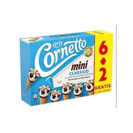 HELADO CORNETTO MINI CLASICO 6+2